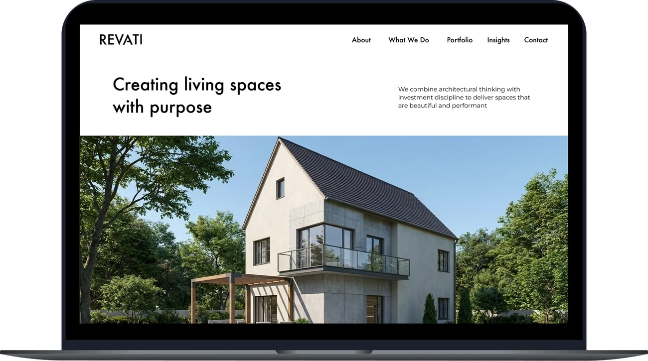 The Revati site on a laptop
