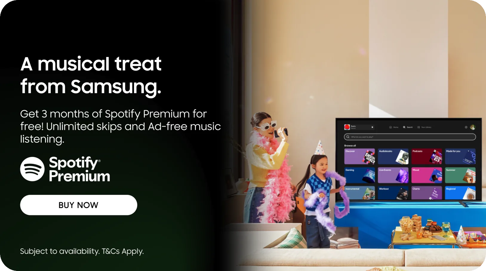 Samsung x Spotify Premium co-branded pod
